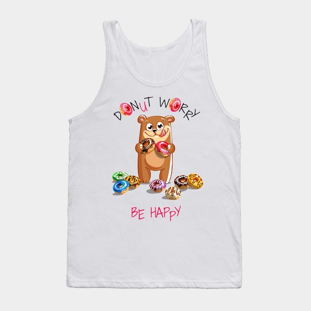 bear donut worry Tank Top by Mako Design 